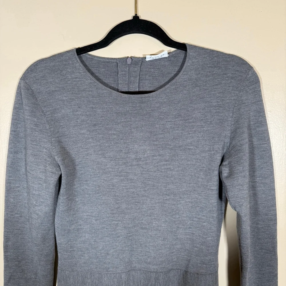 Akris Punto Gray Long Sleeve Wool Fit and Flare Dress with Ruffled Cuffs US 4 - Picture 3 of 11